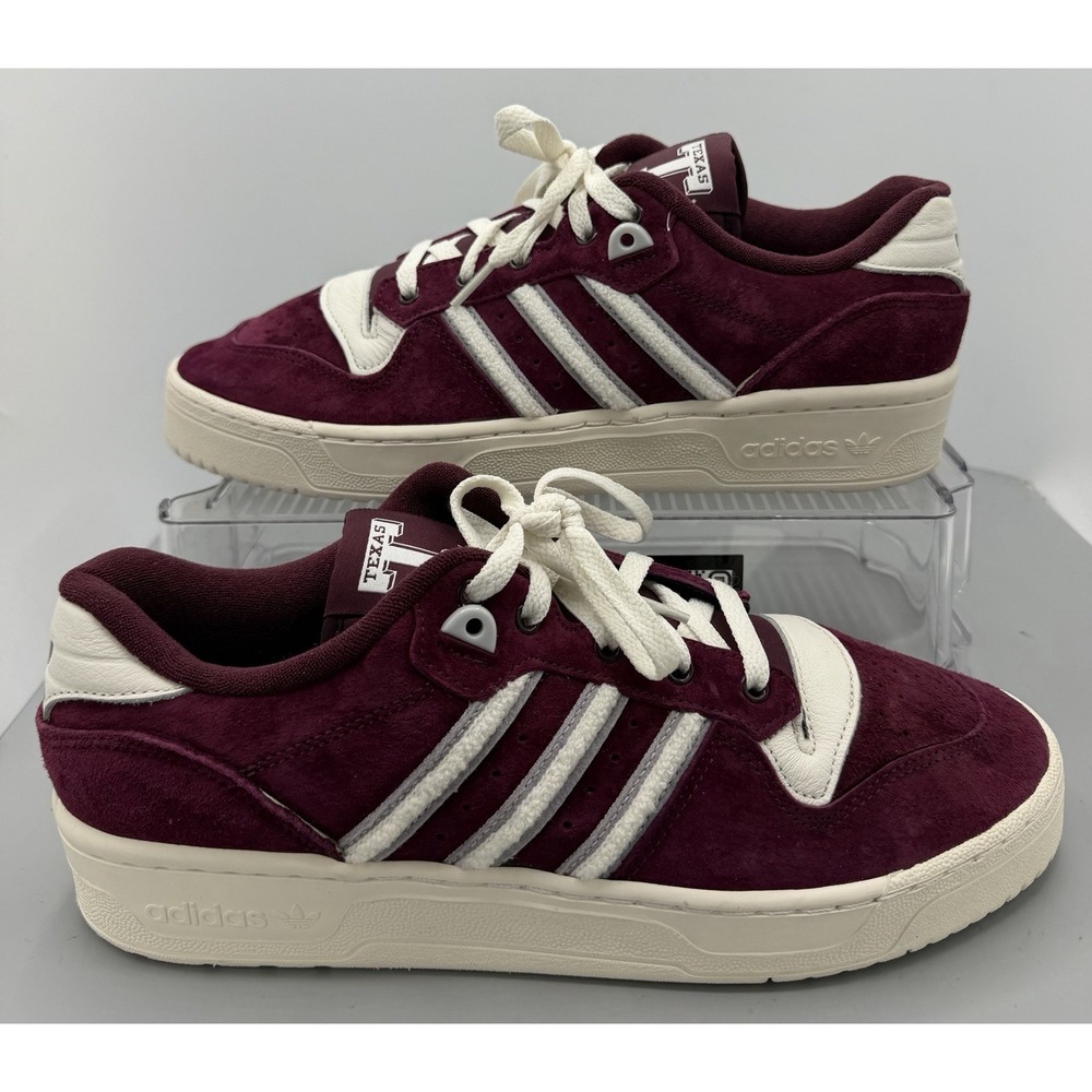 Adidas IE7702 Rivalry Low Texas A&M Aggies Maroon White Suede Men's Size 10.5